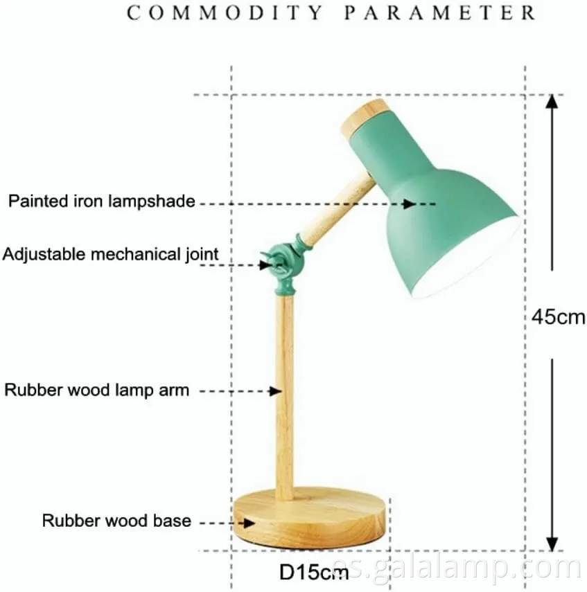 Lámpara de escritorio LED de base de madera elegante para habitaciones modernas